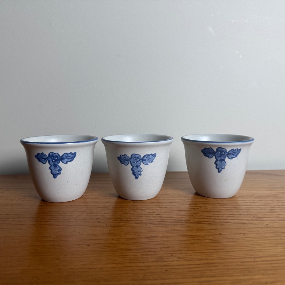 Set of 3 Stoneware Cups Pfaltzgraff Yorktowne Blue Rustic Farmhouse‎ Kitchenware